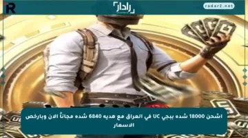 اشحن 18000 شدة ببجي UC في العراق مع هدية 6840 شدة مجاناً الآن وبأرخص الأسعار